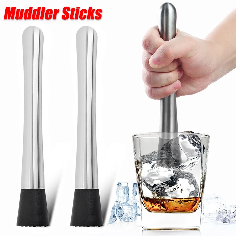 Muddler Cocktail Bar - Tongkat Penghancur Es Stainless Steel Multifungsi,