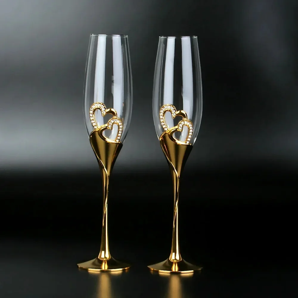 Champagne Flute Pair - Gelas Seruling Sampanye Bentuk Hati &