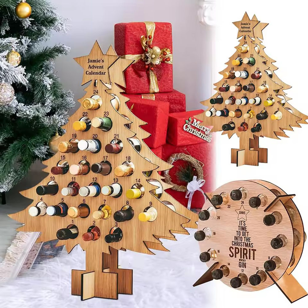 Wine Beer Rack - Rak Anggur Kayu Bentuk Pohon Natal,