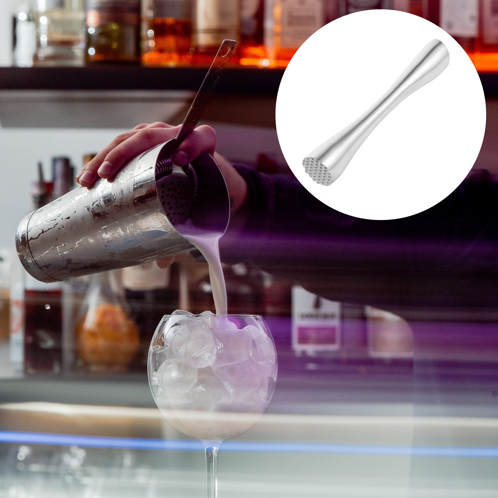 Muddler Cocktail Bar - Batang Penggiling Stainless Steel yang Kokoh,