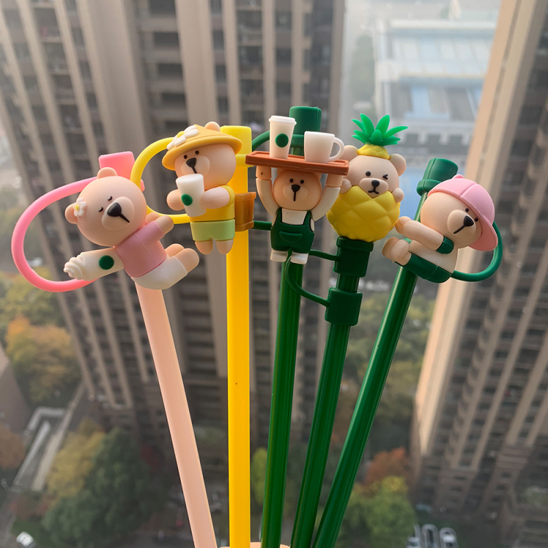 Bottle Stopper Set - Sumbat Jerami Silikon Kreatif Topi Tahan