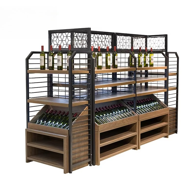 Wine Beer Supermarket - Lemari pajang kayu untuk botol anggur,