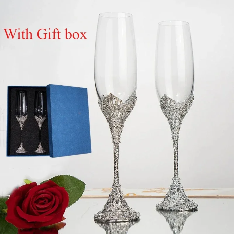Champagne Flute Pair - Relief baru seruling sampanye kaca cahaya
