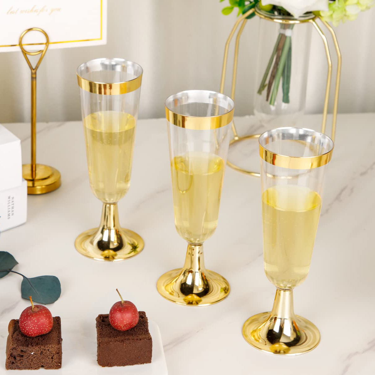 Champagne Flute Pair - 50 buah 5OZ gelas anggur sekali