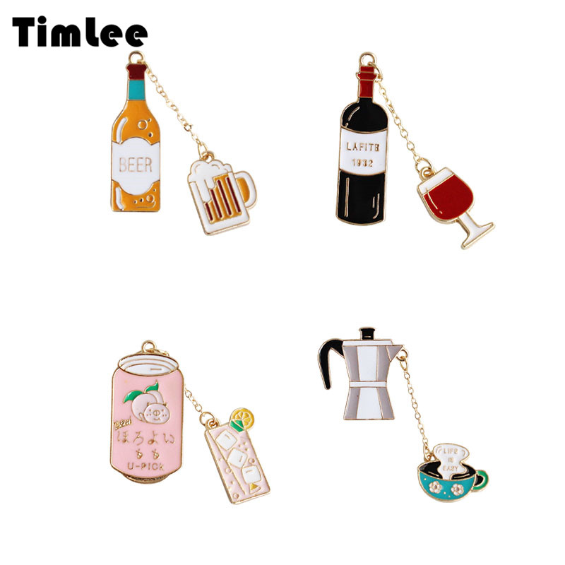 Wine X Beer - X155 Bros Pin Mesin Kopi Kartun,