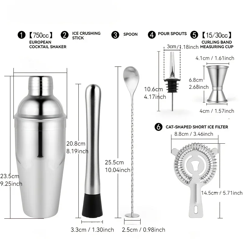 Set Shaker Koktail Stainless S - Muddler Cocktail Bar ulasan dan harga