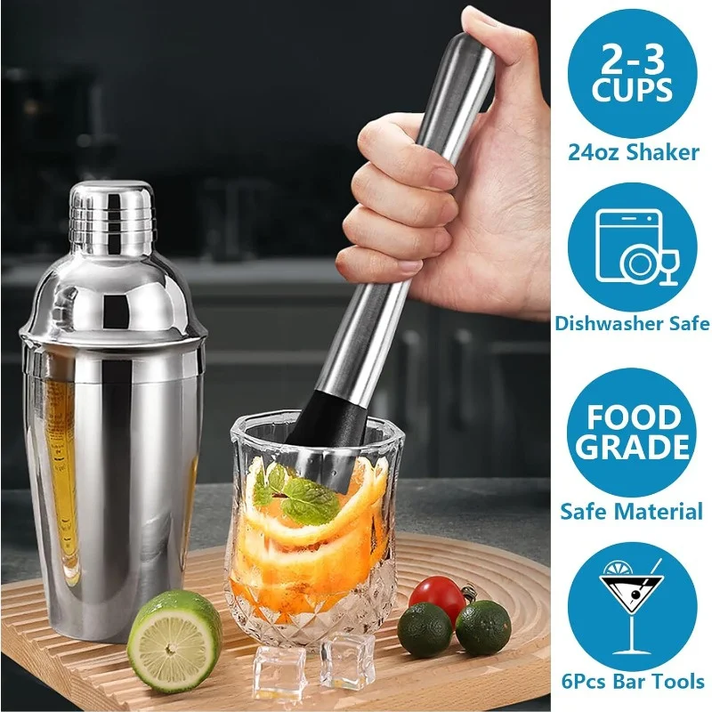 Set Shaker Koktail Stainless S - Muddler Cocktail Bar ulasan dan harga